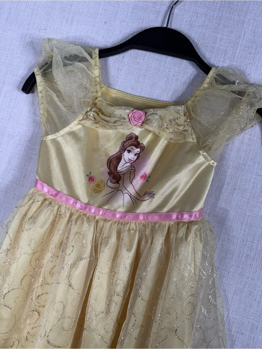 Disney Yellow Belle Costume Dress with Pink Trim - Picture 3 of 5